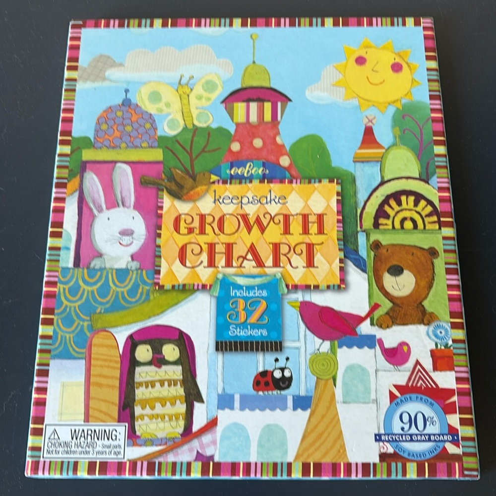 New in Box eeBoo Keepsake Height Growth Chart With 32 Stickers